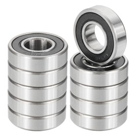 PATIKIL R8-2RS Deep Groove Ball Bearing 1/2" x 1-1/8" x 5/16", 10 Pack Double Rubber Sealed Miniature Bearings for Electric Motor Industrial Machine, Black&Silver
