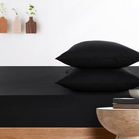 Wake In Cloud - King Single Fitted Sheet Set, 1000TC Ultra Soft Microfiber Kids Bedding, Extra Deep Fitted Sheet & 2 Pillowcases, 3 Pieces, Black, King Single Size