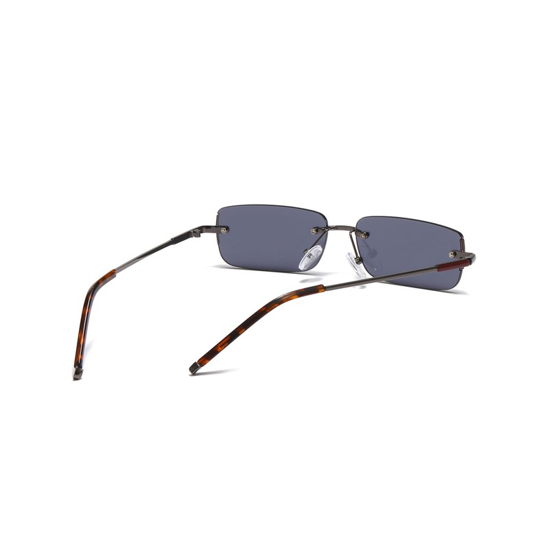 WDZAYXC Rectangular Retro Rimless Sunglasses for Men and Women, Metal