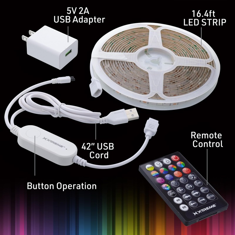 Xtreme Lit 16.4ft RGB Flow Multi-Color Indoor LED Light Strip,
