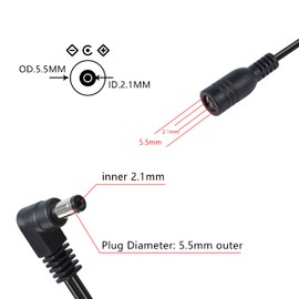 GELRHONR Daisy Chain Guitar Effect Pedal Power Supply Splitter, Right Angle DC 5.5x2.1mm Female to 2 Male Y Cable for CCTV Security Camera, DVR, LED Strip Light Etc (1 to 2)