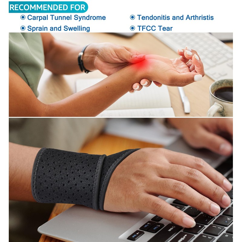 HiRui Breathable Wrist Brace (2 Pack) for Relieve Wrist Pain