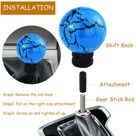Temzzer Ball Resin Car Gear Lever Shifter knob Heavy Pattern Vehicle Stick Lever Head for Most Manual Automotive Vehicles (Blue)