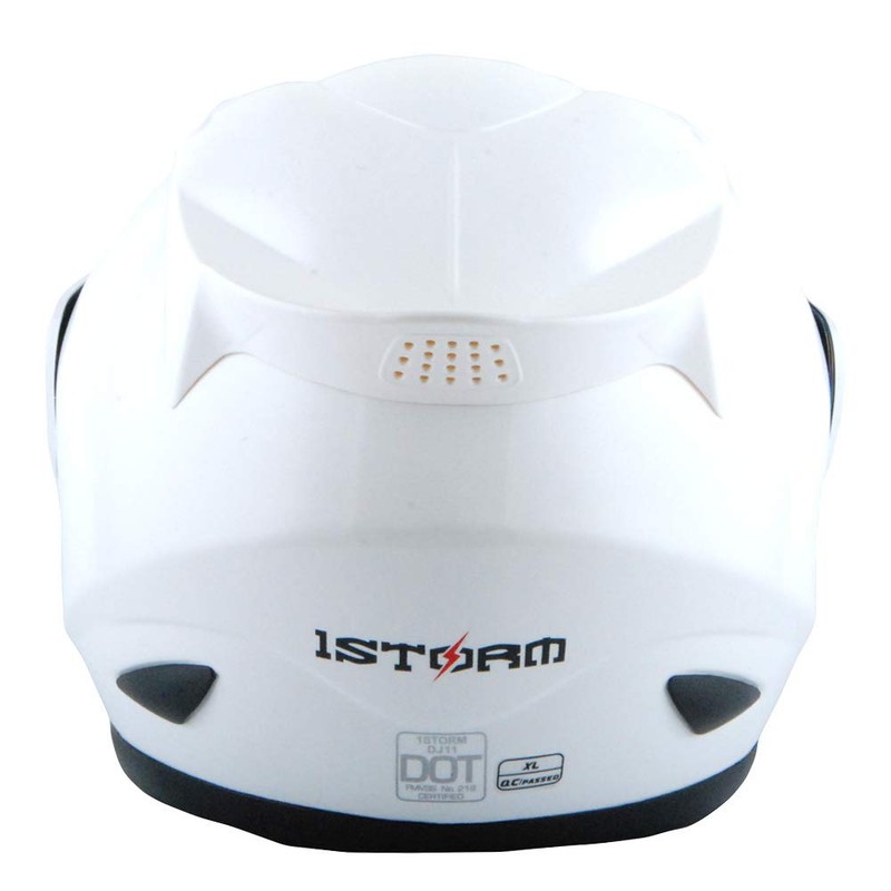 1Storm Motorcycle Bike Full FACE Helmet Mechanic Glossy White