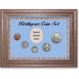 SpecialYearGifts.com Framed Birth Year Coin Gift Set For Boys, 1950 - Dark Oak
