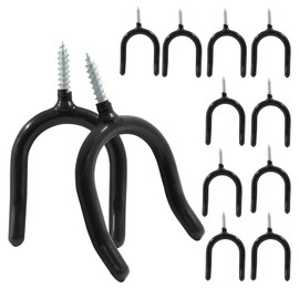 HARSKIYER 12 Pack Screw in U Hooks, Black U Shaped Shovel Holder Wall Mount, U Hook Screw for Hanging Garage, Garden, Yard Tools