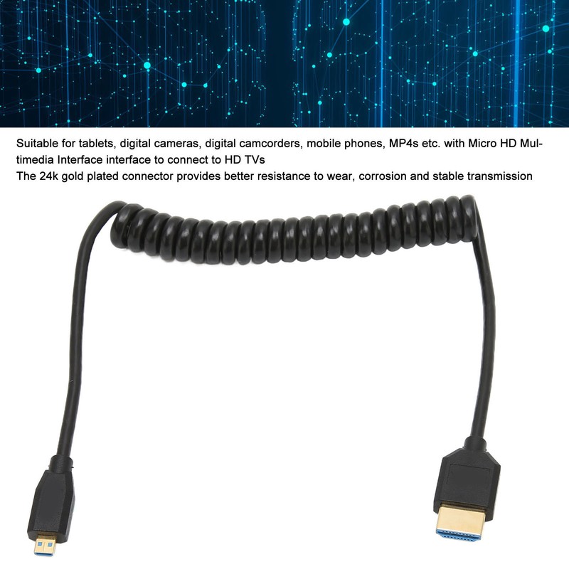 HD Multimedia Interface Cable Spring Retractable A Male to D