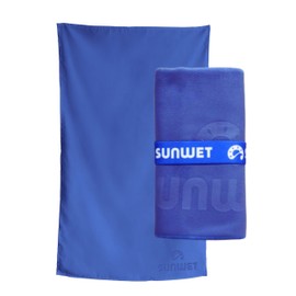 SUNWET STAY DRY | Toalla Microfibra Unitalla (150x78cm) | Toalla Secado Rápido Compacta y Ligera | Ideal para Viajes, Deportes y Playa (Azul Marino)