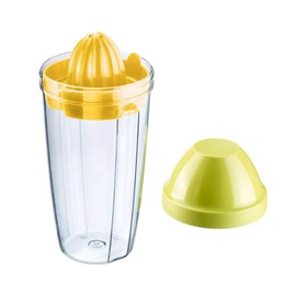 Westmark 30792270 Mixing and Shaker with Removable Mixing Disc and Lemon Squeezer, Capacity: 0.5 L, Height: 18.7 cm, Plastic, BPA-Free, Press + Shake, Colour: Clear/Green/Yellow
