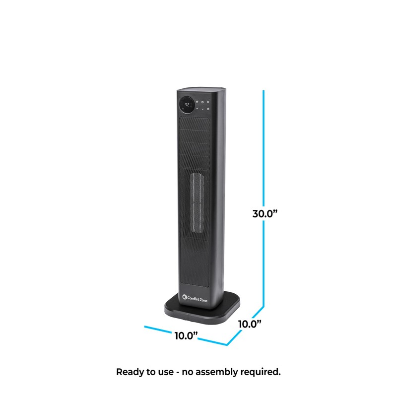 Comfort Zone Oscillating Tower Space Heater with Remote Control for