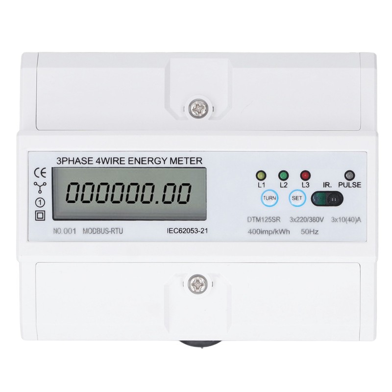 3 Phase 4 Wire Electronic Energy Meter 35mm DIN Rail