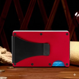 Metal Card Holder RFID Protection Minimalist Wallet Money Clip Money Clip Card Holder for Men Credit Card Holder Compact Card Holder Wallet for Men and Women, red, Minimalist