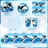 Ocean Orca Party Decorations - Orca Happy Birthday Plates Tablecloth