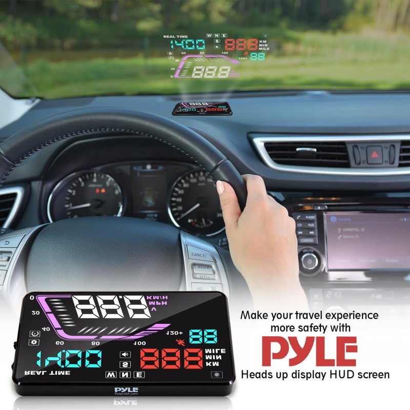 Pyle Universal 5.5’’ Car HUD Head-Up Display Multi-Color Windshield Screen