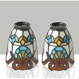NADUOXRK Tiffany Style Lampshade, Replacement Lampshade for Chandeliers and Wall Lamps, Baroque Style, Colored Glass Chimney, Dual Use, Multiple Colors, Set of 2 Pieces