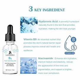 LuminaSkin Hydrating Vitamin B5 Gel Skin Moisture-Enhancing Gel, Hyalu B5 Pure Hyaluronic Acid Serum for Face, with Vitamin B5, Anti-Aging Serum for Fine Lines and Wrinkles 30 ml