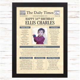 50th Birthday Gifts for Men or Women Born 1975 - Day You Were Born Newspaper Photo Gift