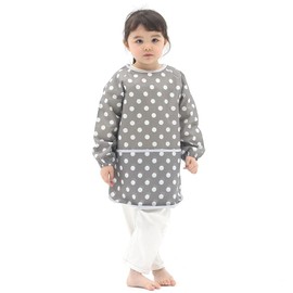 Plie Waterproof Kids Art Smocks 20 Colors (Age 1-10, S-XXL Size), Gray Dot (45-M)