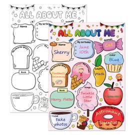WaaHome All about Me Poster Elementary 12pcs 12"x17" Large DIY All About Me Poster Kindergarten Preschool for Star Students Kids Classroom Teacher Must Haves Back to School Supplies