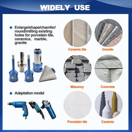 Diamond Tile Drill Bit Set - 6/6 mm Diamond Drill & 20 mm Diamond Finger Cutter - 50 mm Chamfer Drill Bit One Adapter