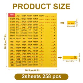 PEOVLVN 2 Sheets/258Pcs Circuit Breaker Labels, Self-Adhesive Electrical Panel Labels Waterproof Breaker Panel Labels Stickers Breaker Box Labels for Home Office Apartments and Electricians (Yellow)