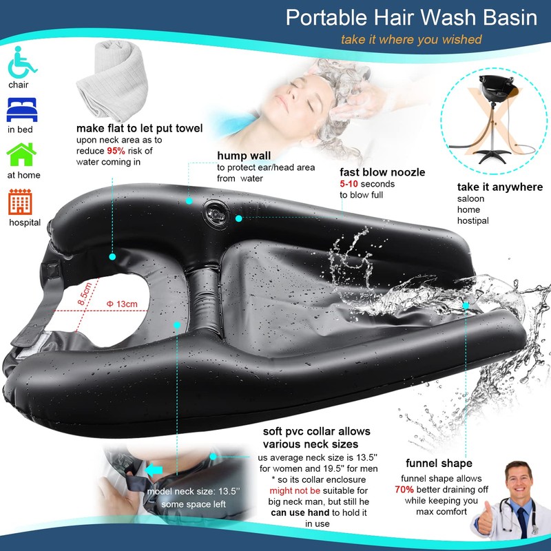 Hair Washing Basin for Bedridden Inflatable Hair Washing Sink for