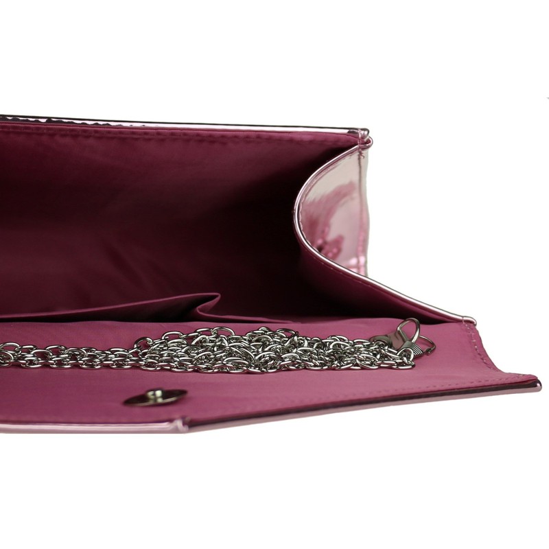 Girly HandBags Glossy Plain Clutch Bag -- Pink