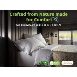 Maya Bedding Standard Size Pillowcase Set – Royale Blue, 400 Thread Count, 100% Cotton Sateen – Soft, Cooling & Breathable – Set of 2 Envelope Closure Pillow Covers