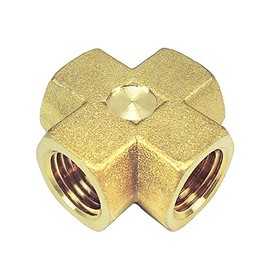 Nigo Industrial Co. Forged Brass Pipe Fitting, 4-Way Tee, Female Pipe (1, 1/4" x 1/4" x 1/4" x 1/4" NPT)