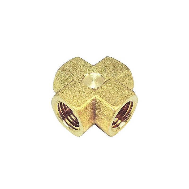 Nigo Industrial Co. Forged Brass Pipe Fitting, 4-Way Tee, Female