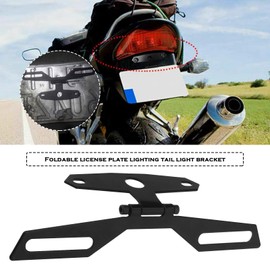 VGOL Motorcycle License Plate Holder Adjustable License Plate Tail Light Holder Aluminum Alloy Folding License Plate Rear Light Bracket for Motorcycle ATV Dirt Bike
