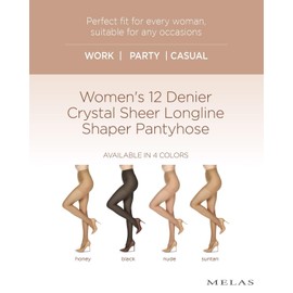 Melas 6 Pair Women's 12 Denier Crystal Sheer Shaper Pantyhose Suntan X-Large