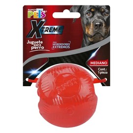 Fancy Pets Juguete Bola Mediana Xtreme para Perros, 8 cm, Goma Resistente Flotante con Orificios para Premios