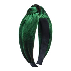 St Patrick's Day Knotted Headbands Irish Green Velvet Headband Headbands for Women and Girls Saint Patty's Day Hair Costume Green Accessories Head Band for Holidays Girls Gifts Wide Knot Hairbands