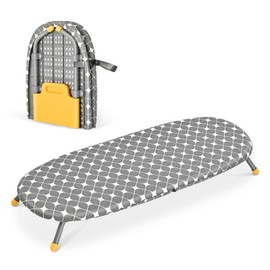 APEXCHASER Foldable Ironing Board, Tabletop Small Board with Heat Resistant Covers, Portable Folding Mini Non-Slip Feet for Home, Laundry Rooms, Dorms, Travel Use, Yellow