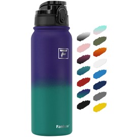 Fanhaw 20 Oz Insulated Stainless Steel Water Bottle with 1 Lid (Chug Lid) - For Kids, Women, Men | Leak & Sweat Proof with Anti-Dust Lid (Pruple Green)