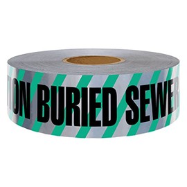 Presco U.S. Made Underground Detectable Tape: 3 in. x 1000 ft. (Green with Black "CAUTION BURIED SEWER LINE BELOW" printing)