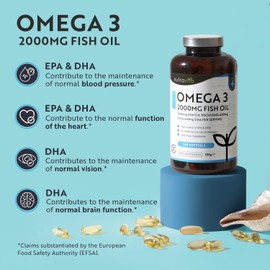 Nutravita Omega 3 2000mg with 660mg EPA & 440mg DHA per Serving - 240 Softgel Capsules of Sustainably Sourced High Strength Pure Omega 3 Fish Oil - 4 Months Supply - Made in The UK by Nutravita