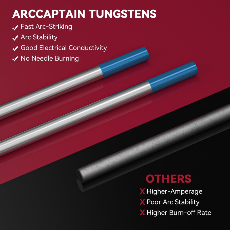 ARCCAPTAIN TIG Tungsten, TIG Welding Tungsten Electrode Blue 2% Lanthanated
