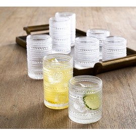 8-Piece Vintage Glassware Drinking Glasses Set with Old Fashioned Glass for Water, Beer, Soda, and Beverages, Dishwasher Safe, Small and Large