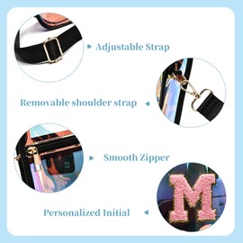 I IHAYNER Initial Clear Bag for Stadium Events Transparent Crossbody Bags for Women Stadium Approved Messegner Bag for Concerts Sport Travel（Black-M）