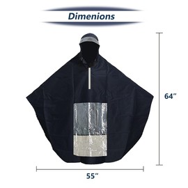 Elderly Mobility Scooter Poncho - 3 or 4 Wheel Scooter Rain Cover Cape Wheelchair Bicycle Protective Coat for Snow Water Sleet Resistance, 64" x 55"