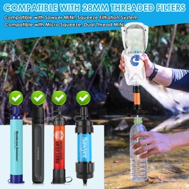 Filter 1L Collapsible Water Bottles Foldable Travel Water Bottle for Traveling, Hiking, Camping, Backpacking - Lightweight, Reusable, Clear Design - 4 × 33.8oz(2 Pack)