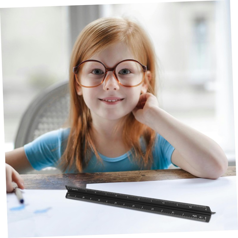 Operitacx Triangular Metal Ruler, Technical Scale, Metal Ruler, Engineering Ruler,