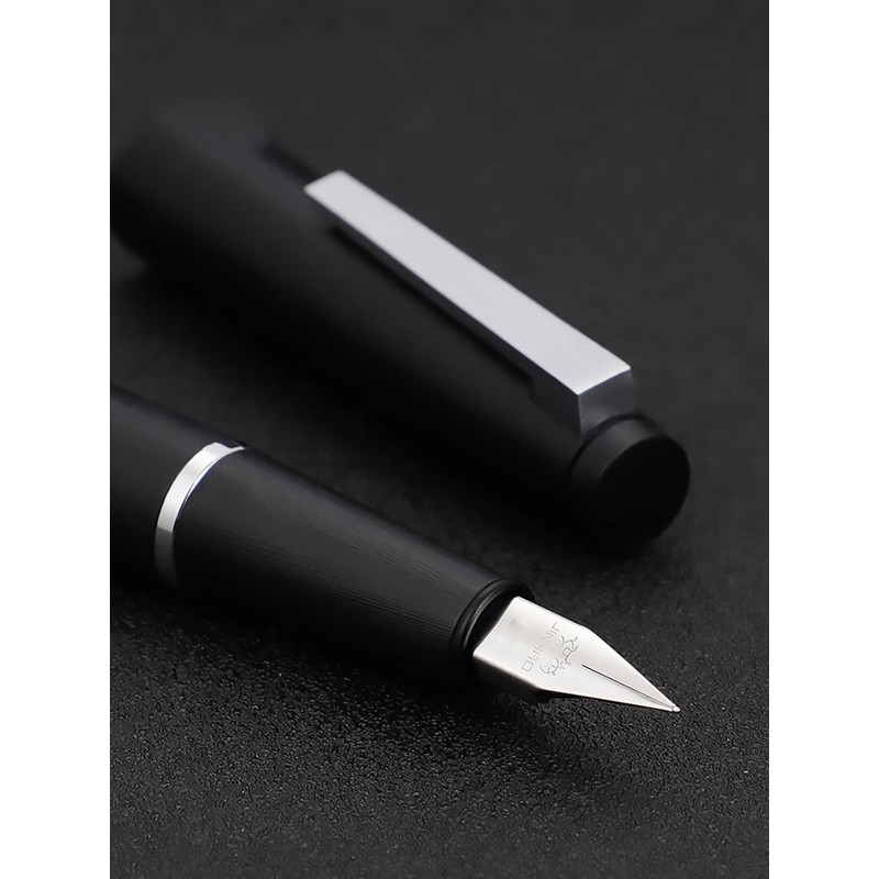 Jinhao 80 Black Fiber Brushed Fountain Pen, Iridium Fine Nib
