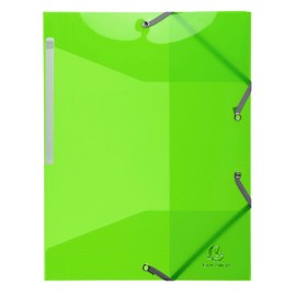 Exacompta - Ref 55673E - Iderama PP Collection - Translucent Elasticated 3-Flap Folder - Suitable for A4 Documents, 0.5mm Polypropylene - Lime Green (Pack of 15)