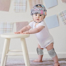 TORASO Baby Helmet & Baby Knee Pads for Crawling,Infant Helmet & Walking Baby Helmet，for Age 6-36 Months, Gray Forest(A)