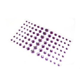 1Sheet(91PCS) 5MM/8MM/10MM/12MM Assorted Size Self-Adhesive Craft Jewels Flatback Rhinestone Crystal Gems Stickers for Crafts Body Eyes Nail Makeup Festival Carnival (Purple)