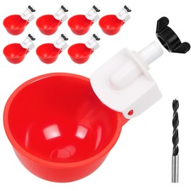 Tibaebe Chicken Waterer Cups, 8 Pack Red Automatics Chicken Waterer, Professional Poultry Cups Suitable for Chicks, Duck, Goose, Turkey and Bunny Various Poultry, Compatible with Various Containers