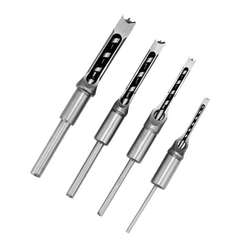 4pcs Square Hole Drill Bit Woodworking Hole Saw Mortising Chisel